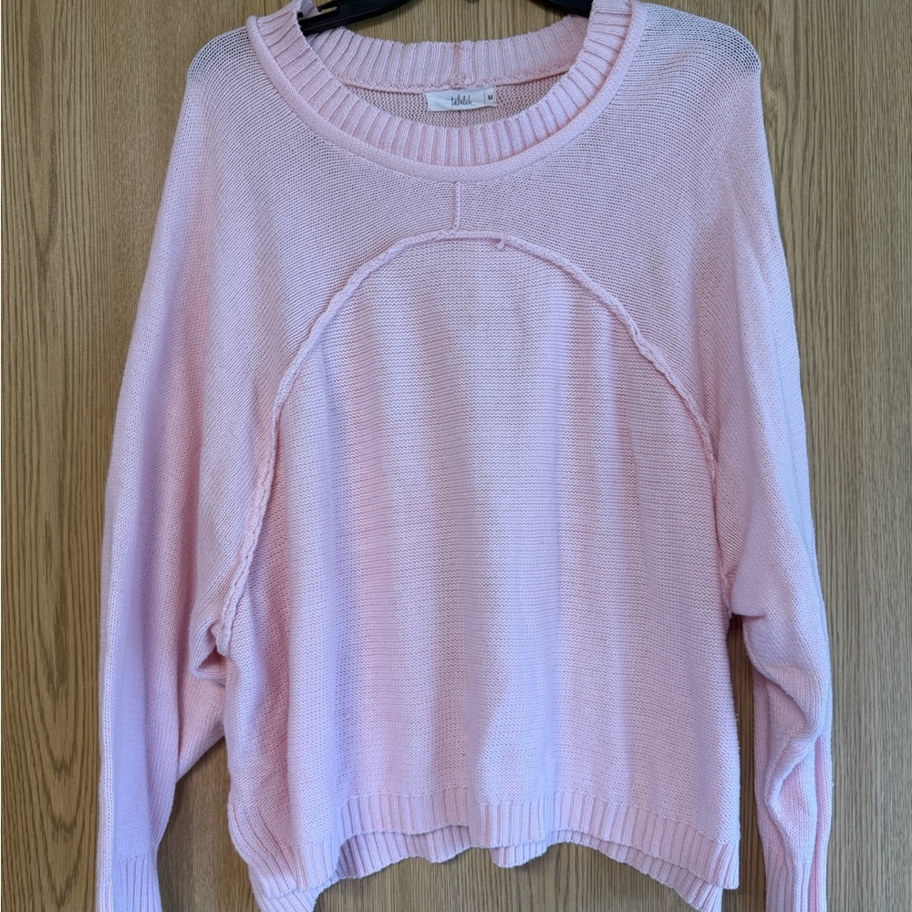 TALULAH Pink Crew Neck Sweater with Relaxed Fit